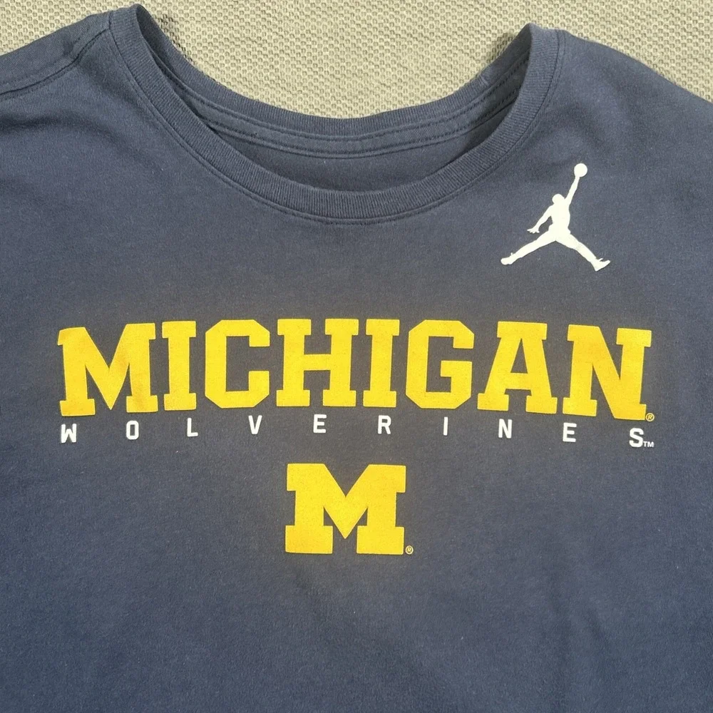 Michigan Wolverines The Nike Tee Long Sleeve Shirt Dri-Fit XL Blue Air Jordan
